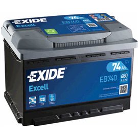 Akumulator Exide excell EB740 74Ah D+ 680A(EN) 278x175x190 74Ah-75Ah